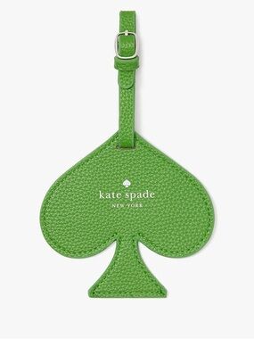 kate spade Green Pebbled Spade Luggage Tag with Silver Buckle